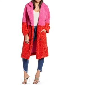 Colorblock Faux Fur Coat